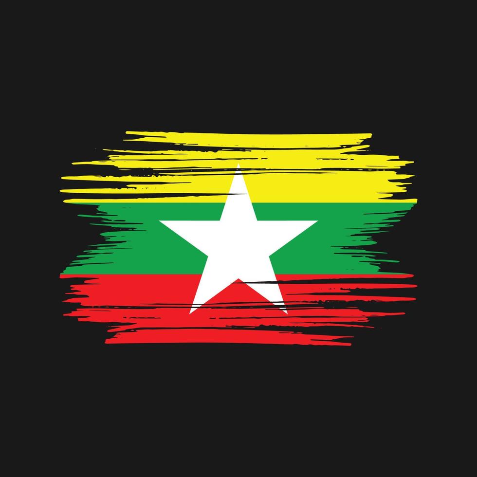 Pinselstriche der Myanmar-Flagge. Nationalflagge vektor