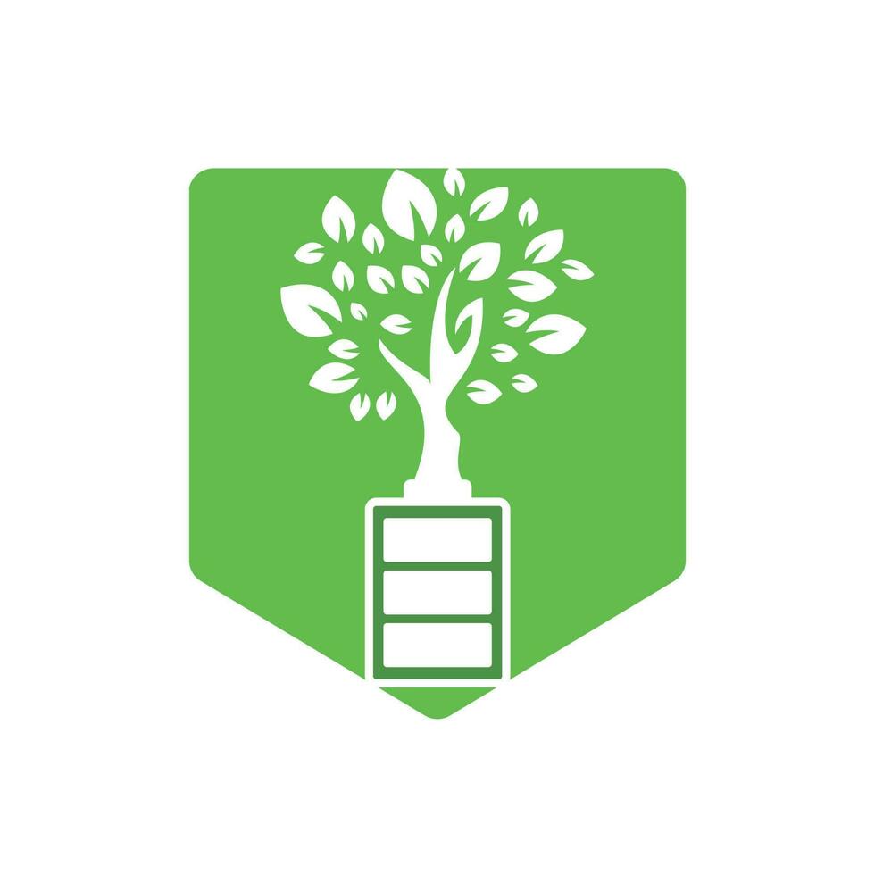 Öko Natur und Batterie Logo Template Design Illustration Design. Logo-Vorlage für grüne Energie. vektor