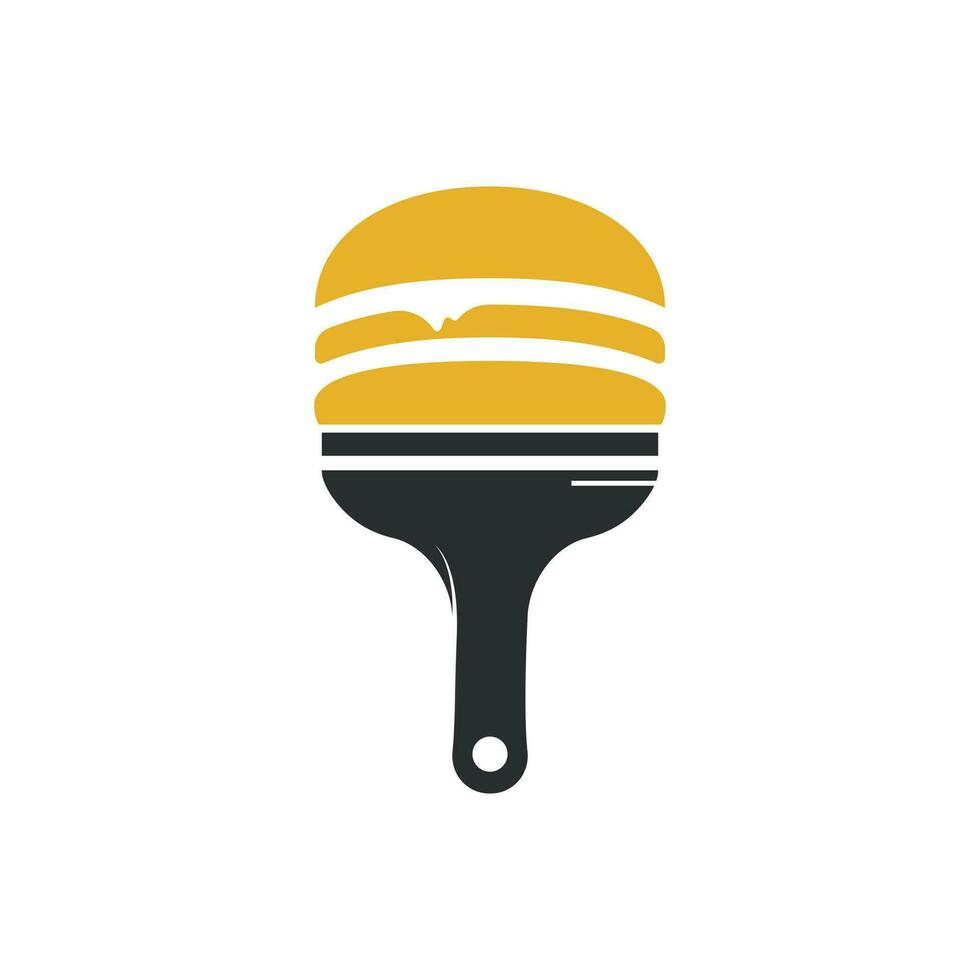künstlerisches Restaurant- und Café-Logo-Design. Burger mit Pinsel-Icon-Design. vektor