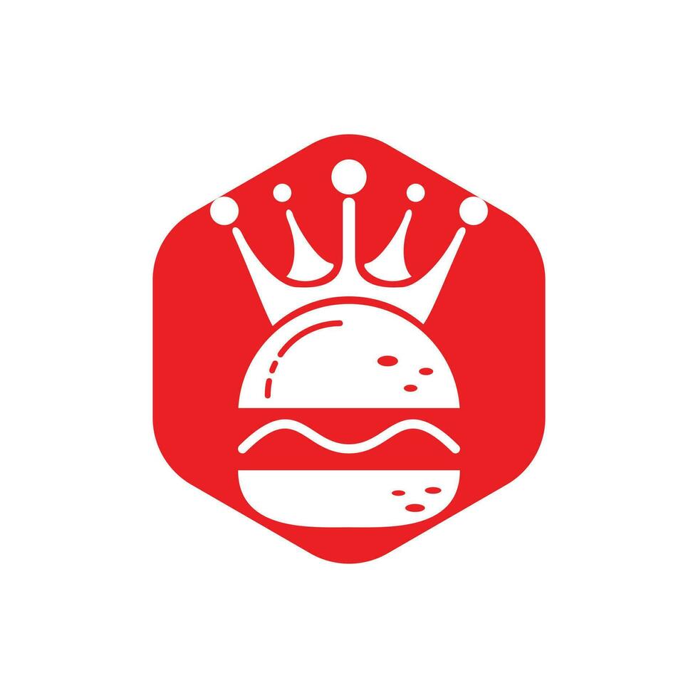 burger kung vektor logotyp design. burger med krona ikon logotyp begrepp.