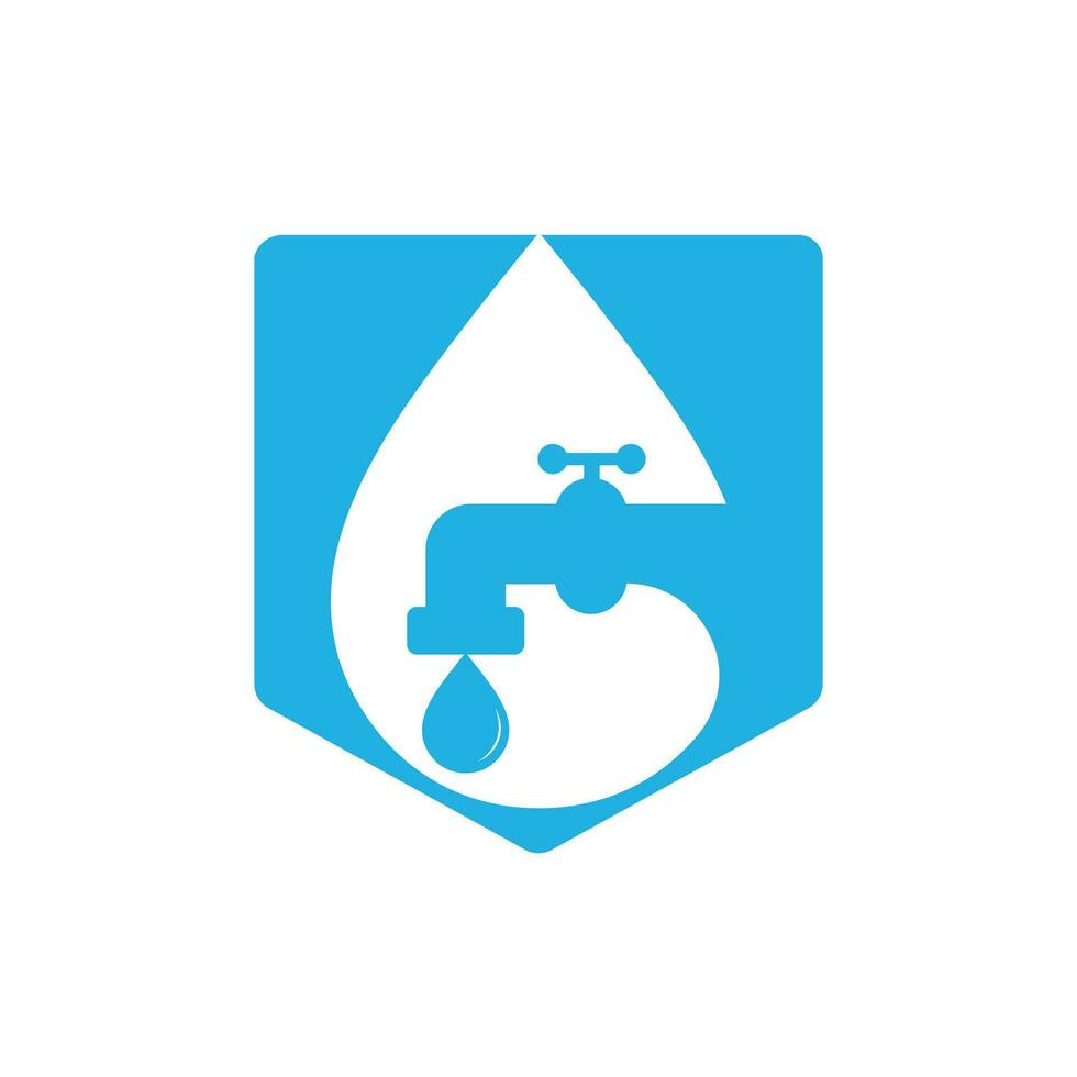 Sanitär-Vektor-Logo-Design-Business-Vorlage. Illustration der Logo-Designvorlage für Wasserhähne. vektor