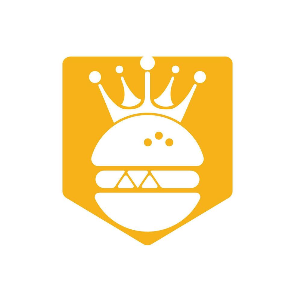 Burger King-Vektor-Logo-Design. Burger mit Kronensymbol-Logo-Konzept. vektor