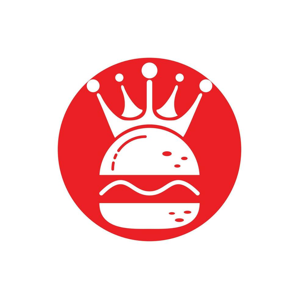 Burger King-Vektor-Logo-Design. Burger mit Kronensymbol-Logo-Konzept. vektor