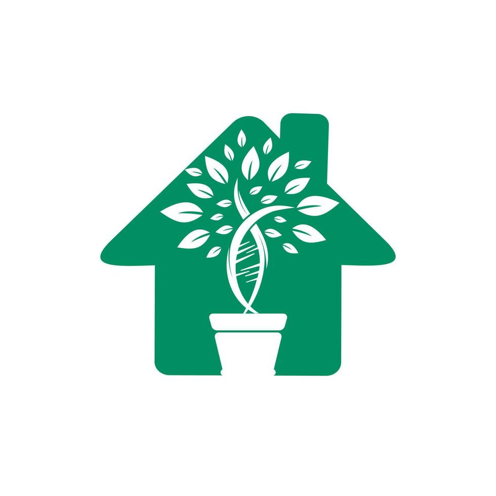 dna-pflanze mit hausform-vektor-logo-design. Bio-DNA-Vektor-Logo-Design-Konzept. vektor