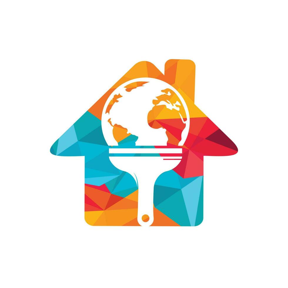 Pinsel und Globus-Vektor-Logo-Design. globales Paint-Icon-Logo-Konzept. vektor