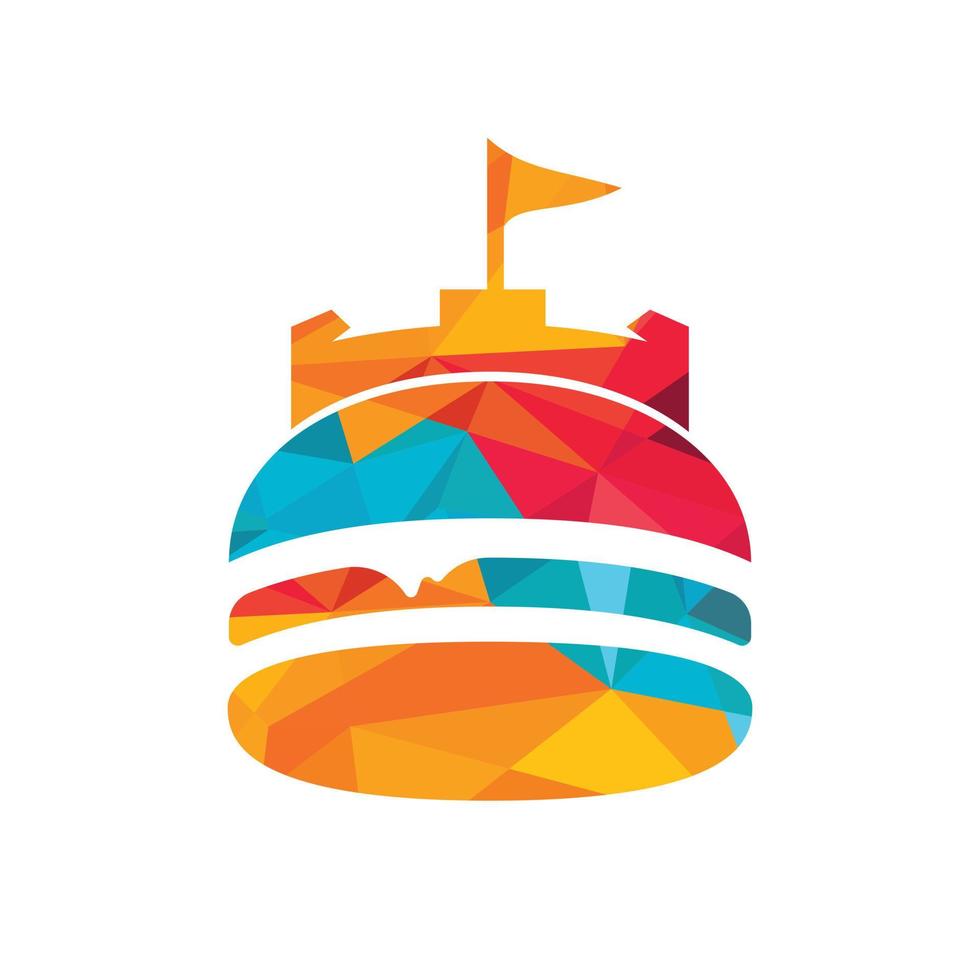 burger slott vektor logotyp design. fort borgare logotyp design.