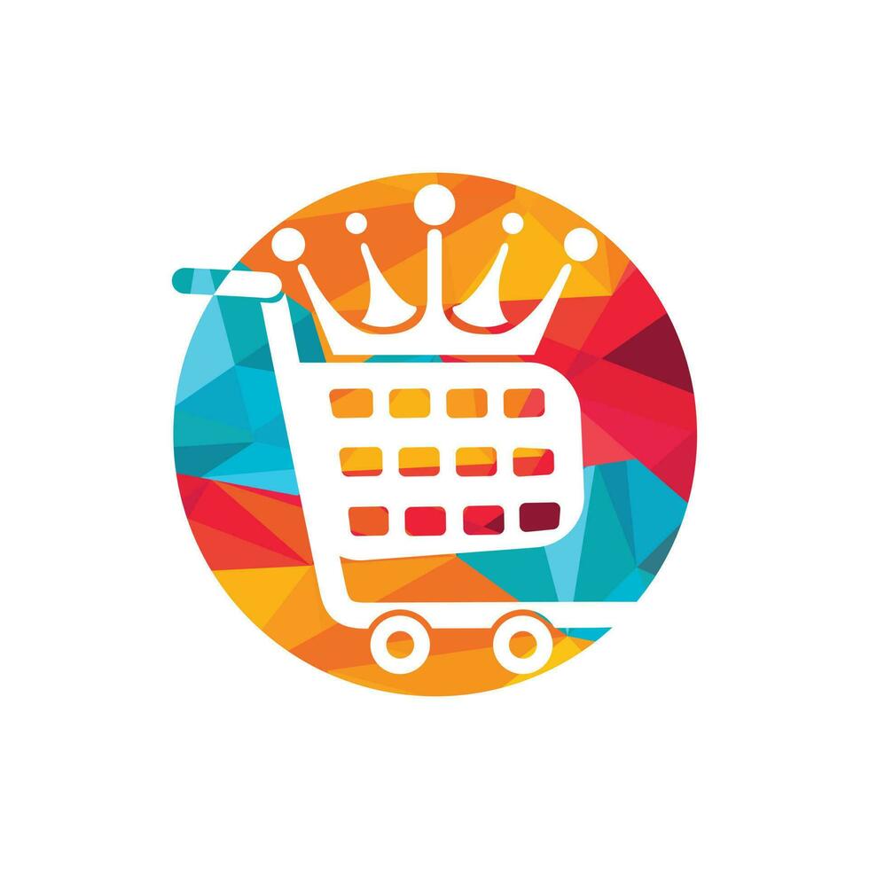 King-Shop-Vektor-Logo-Design. Einkaufswagen mit Kronen-Icon-Design. vektor