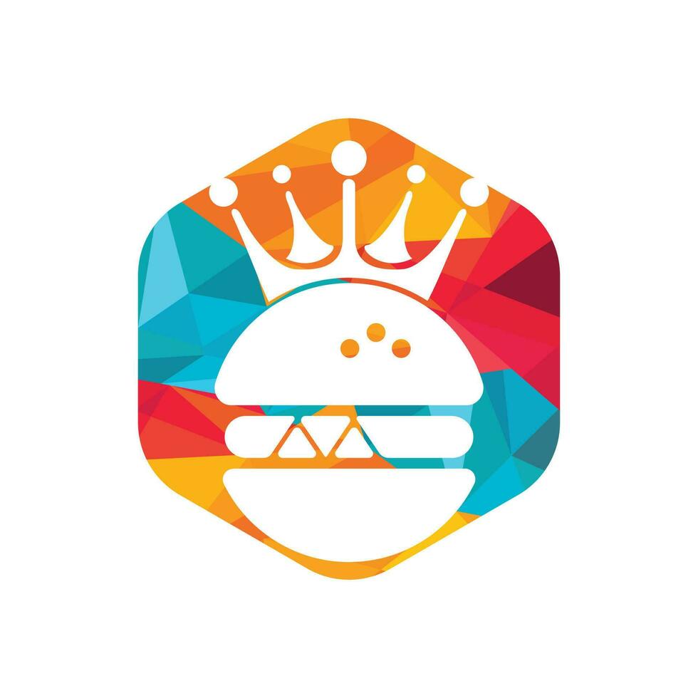burger kung vektor logotyp design. burger med krona ikon logotyp begrepp.