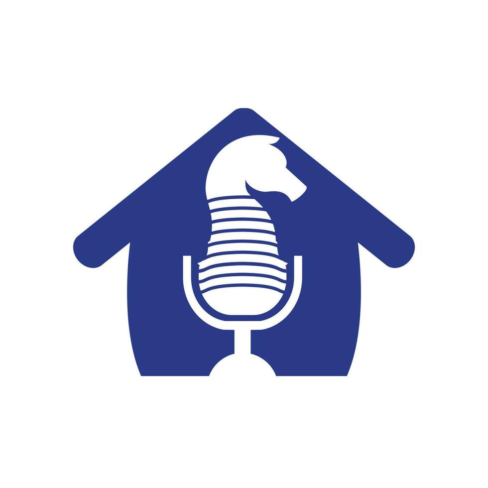 strategisk podcast vektor logotyp begrepp. schack podcast ikon logotyp design mall.