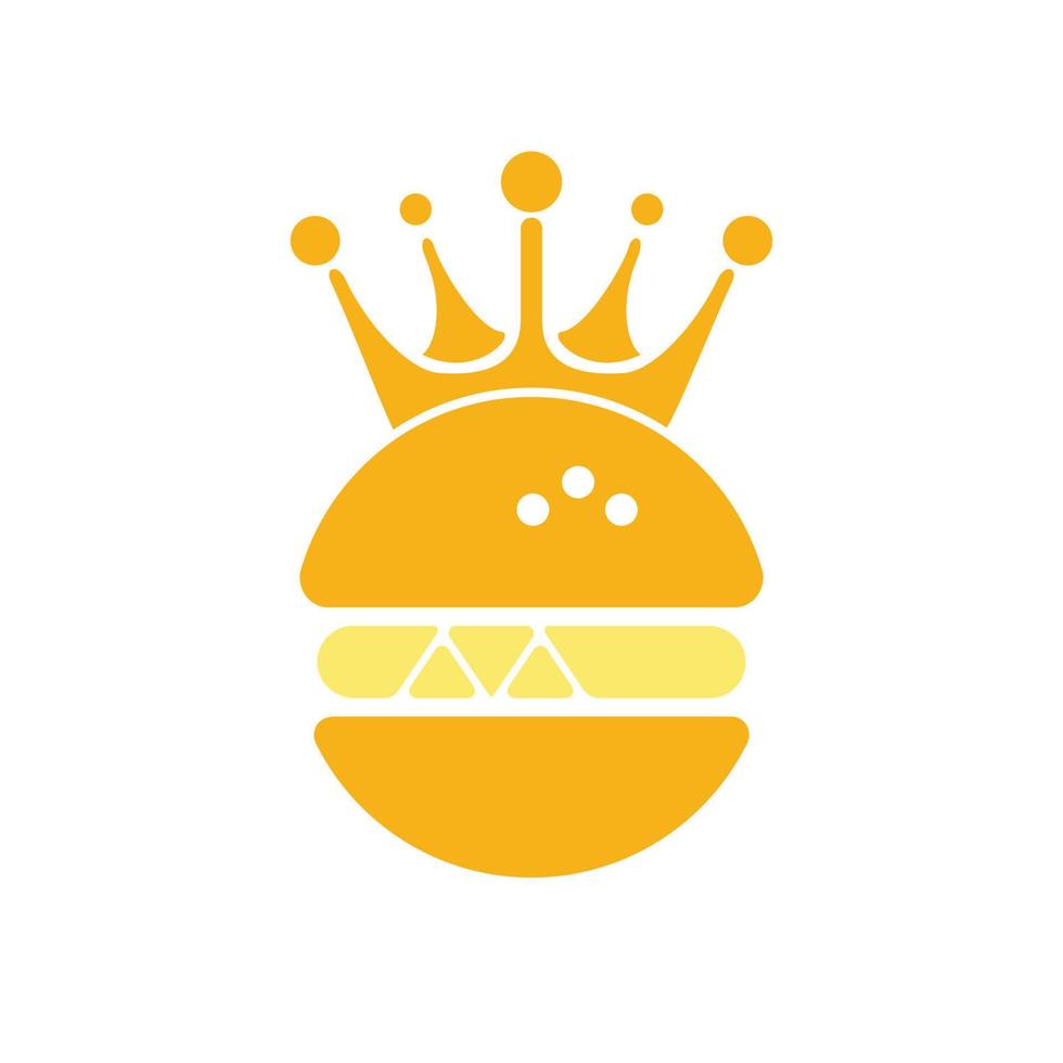 burger kung vektor logotyp design. burger med krona ikon logotyp begrepp.