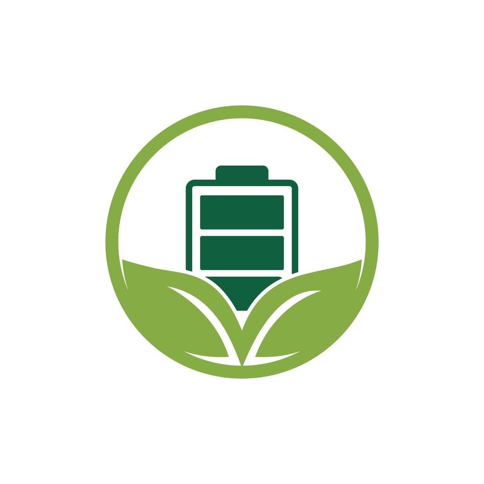 grüne Energie-Vektor-Logo-Design. grünes Blatt und Batteriezeichen. Öko-Batteriezeichen. vektor