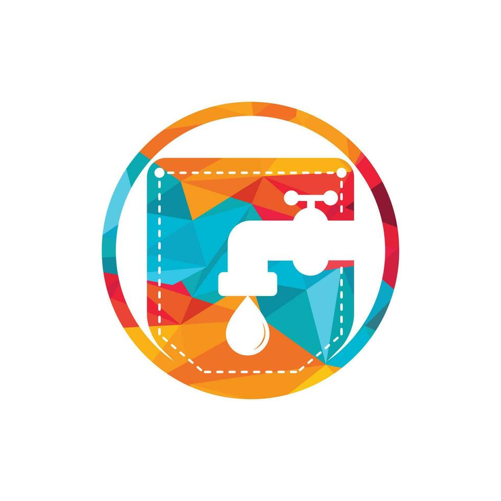 Sanitär-App-Vektor-Logo-Design-Vorlage. Wasserhahn mit Taschensymbol-Vektordesign. vektor