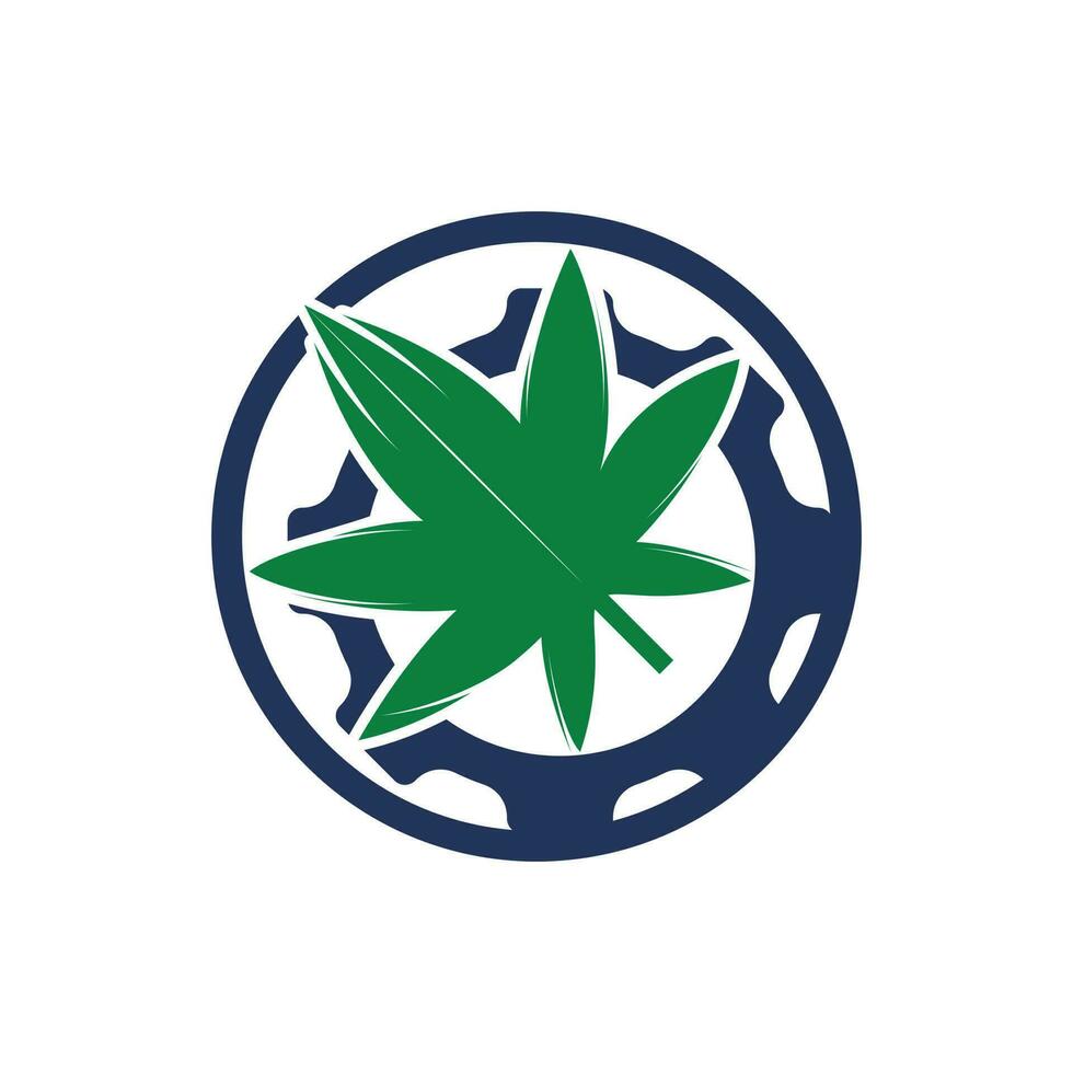 Ausrüstung und Cannabis-Vektor-Logo-Design. Konzept des Firmenlogos der Cannabidiol-Industrie. vektor