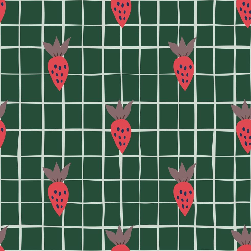 einfaches erdbeernahtloses muster. hand gezeichnete erdbeertapete. Früchte Hintergrund. vektor