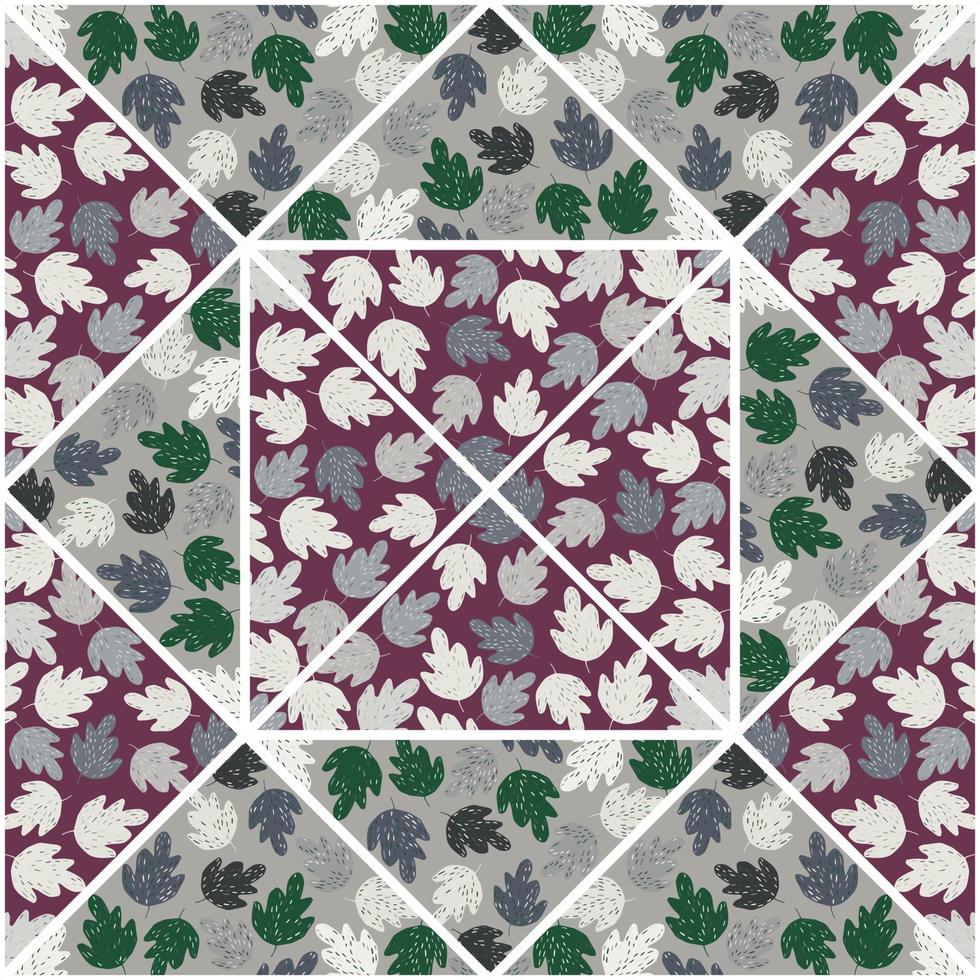 Vintage Eiche Mosaik nahtlose Muster. Ahornlaub endlose Tapete. botanische Hintergrundfliese. vektor
