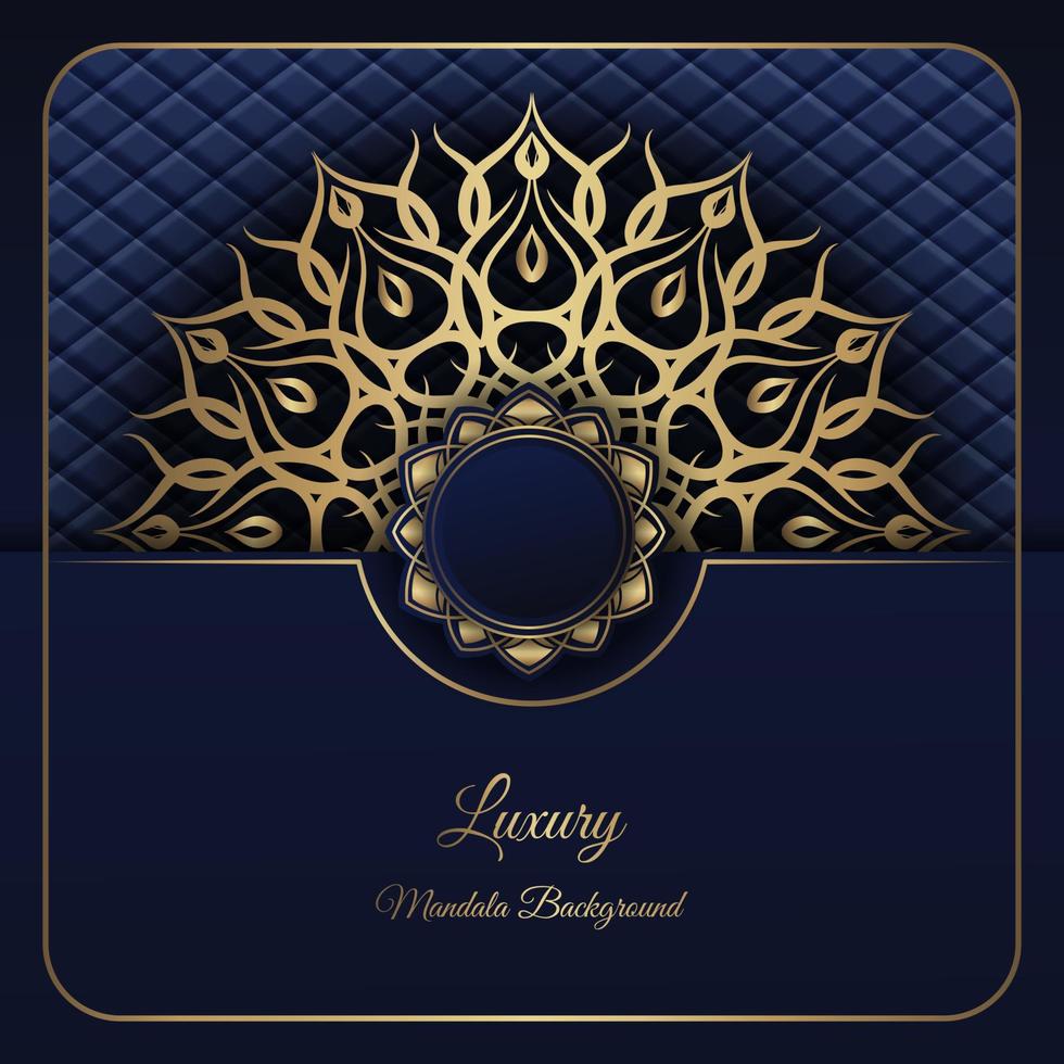 blauer Luxushintergrund mit goldener Mandala-Dekoration vektor