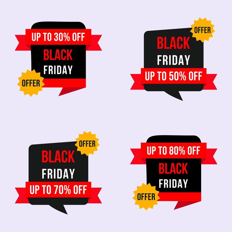 black friday etiketten- und abzeichen-design-set vektor