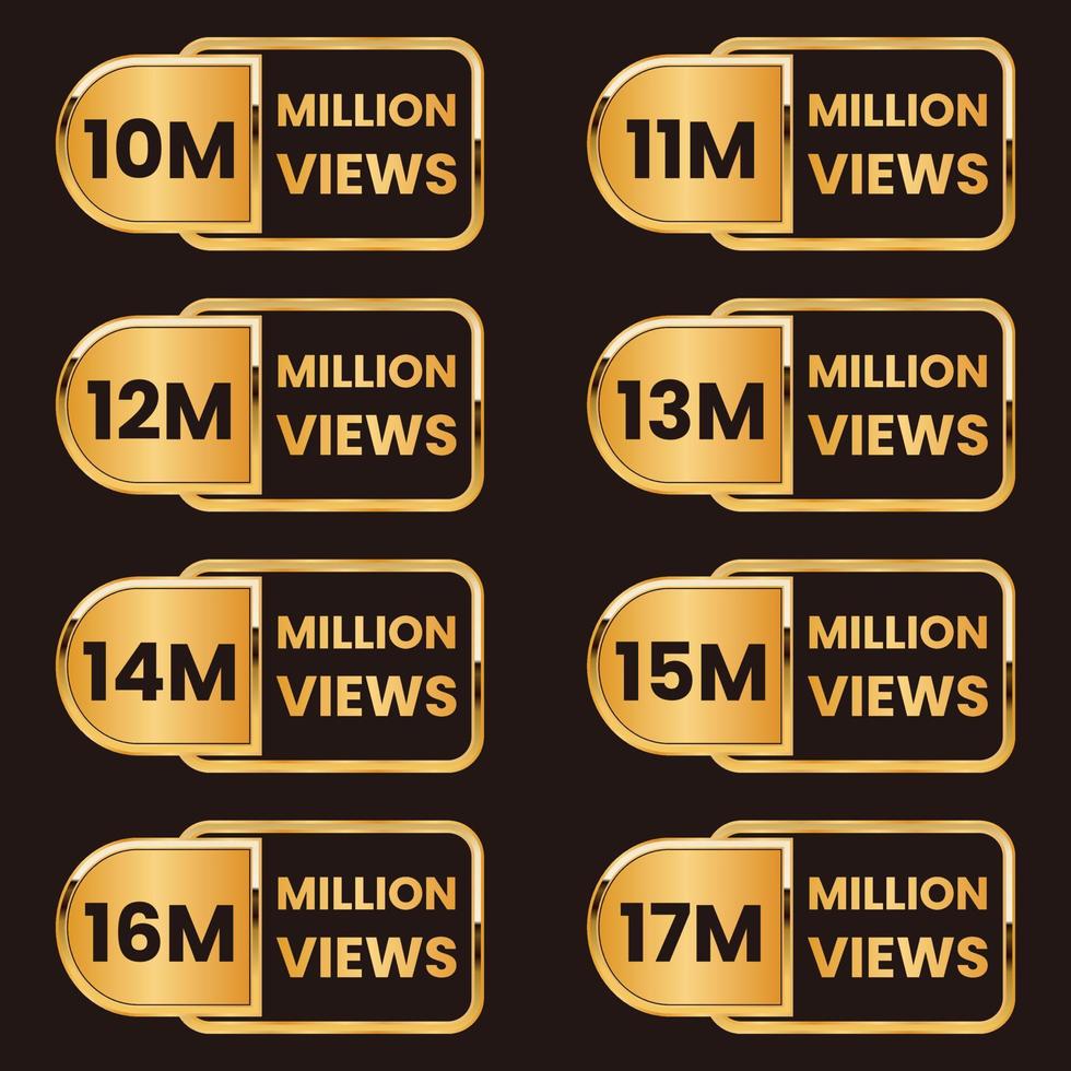 10 miljon visningar till 17 miljon plus visningar firande bakgrund design uppsättning vektor, 10m plus visningar tacka du vektor