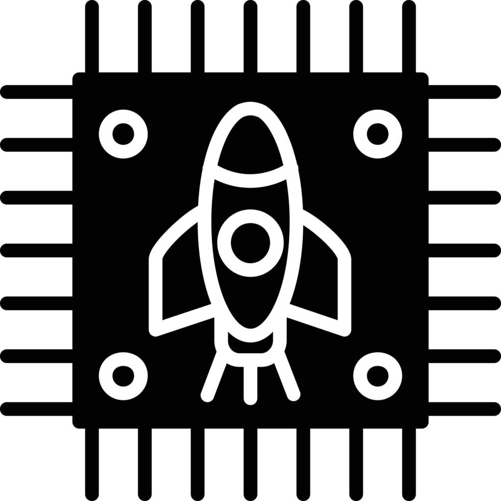Symbol für Raketenchip-Glyphe vektor
