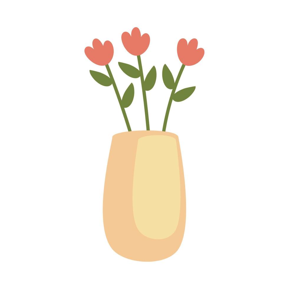 gelbe Vase mit Blumen vektor