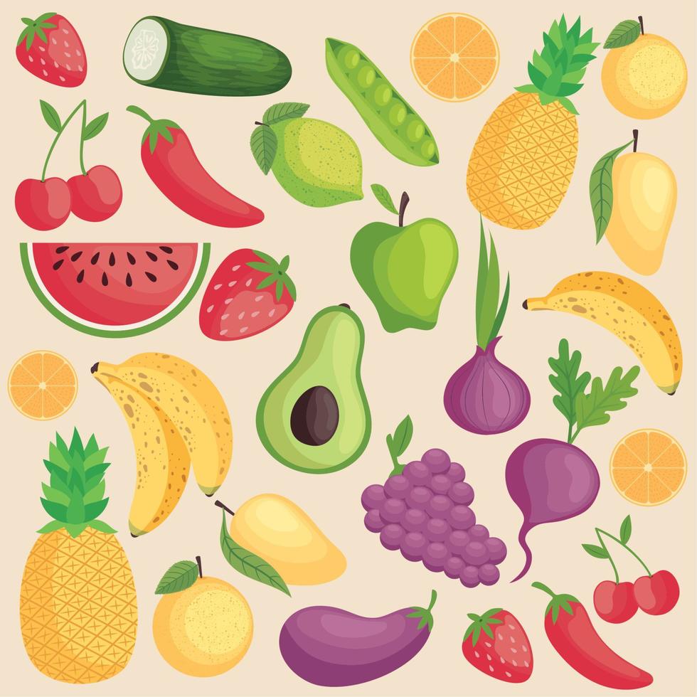 frisches Obst und Gemüse vektor
