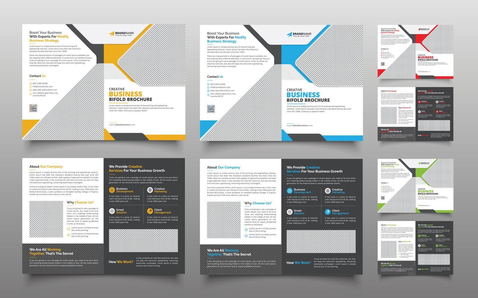 kreatives Corporate Business Bifold-Broschürendesign, modernes Bifold-Firmenprofil, Magazin, Jahresbericht, Booklet-Vektorlayout vektor