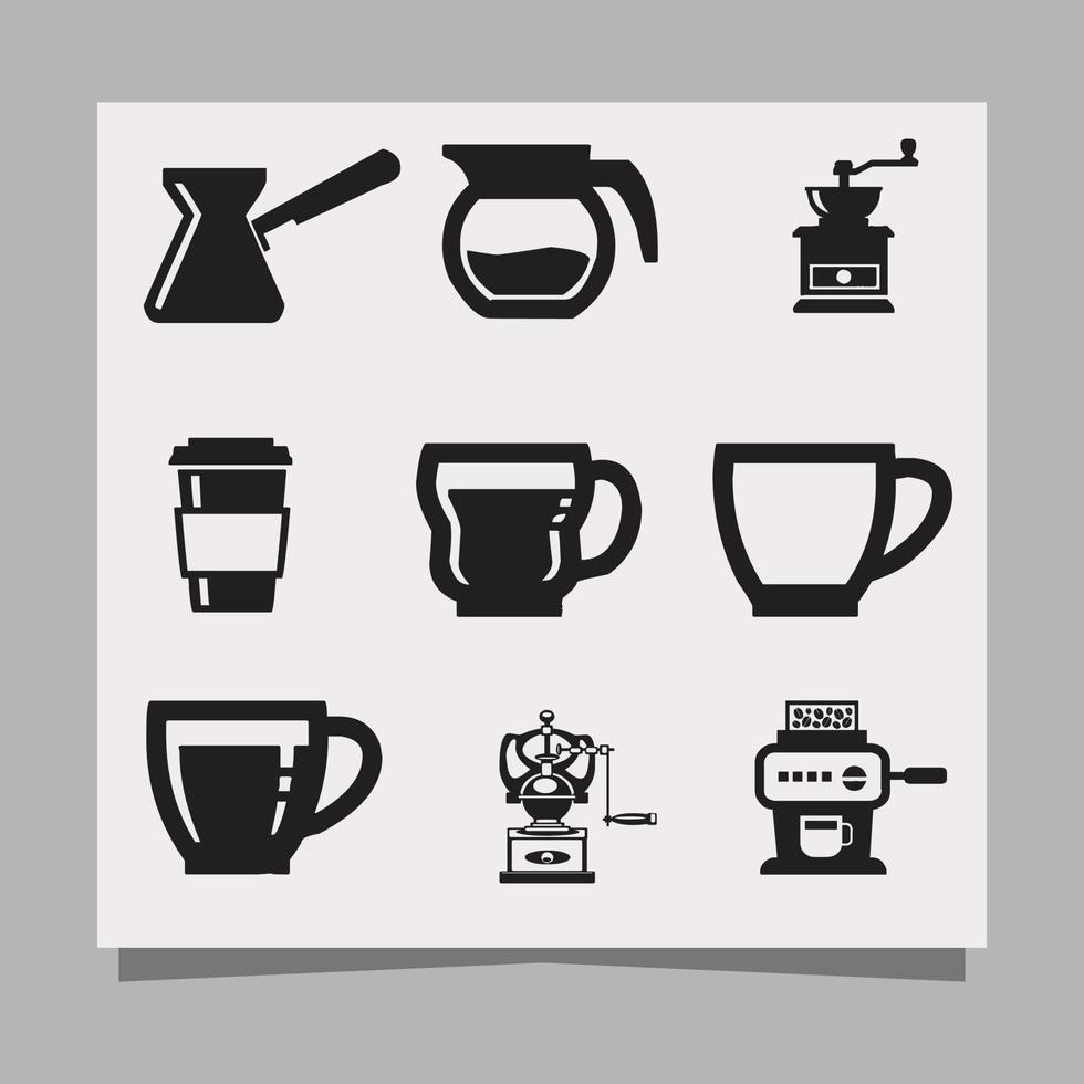 Symbole über Kaffee, Kaffeebohnen, Kaffeemaschinen, Kaffeetassen und andere auf Papier gezeichnete Symbole eignen sich sehr gut für Symbole, Flyer, soziale Medien und andere vektor