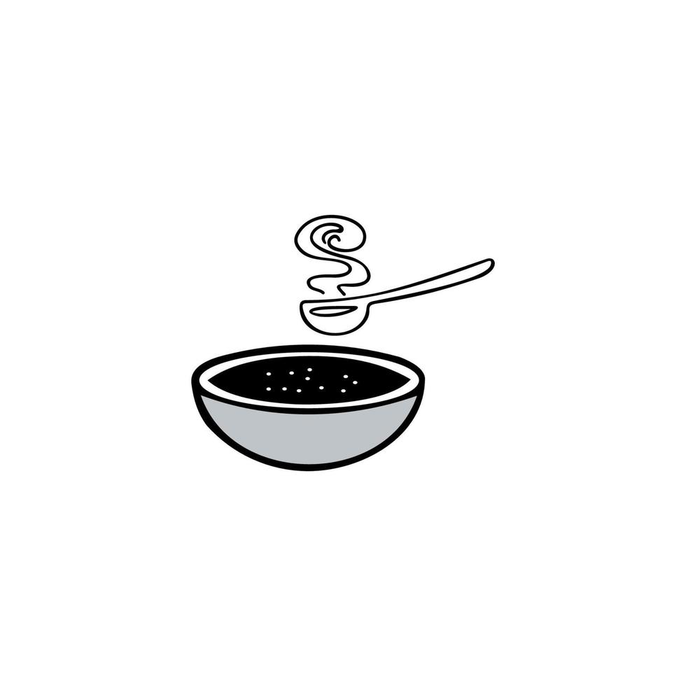 varm soppa logotyp. skål full av varm, Hem tillverkad soppa vektor