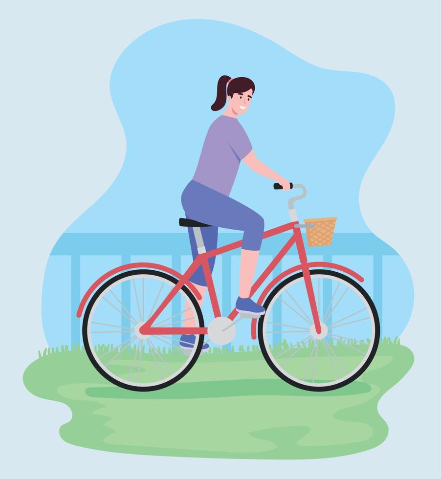 cyklist kvinna i landskap vektor