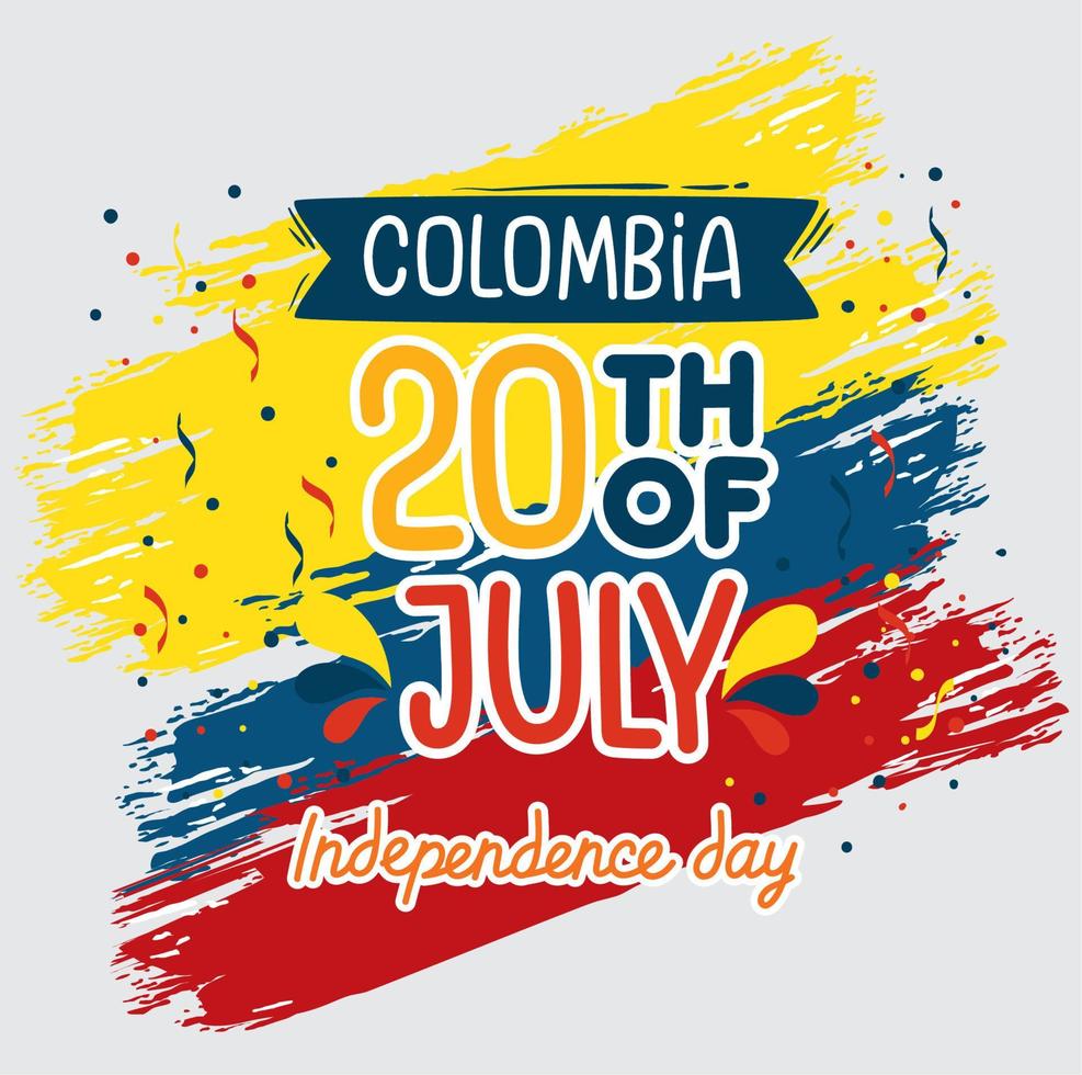colombia oberoende dag text vykort vektor
