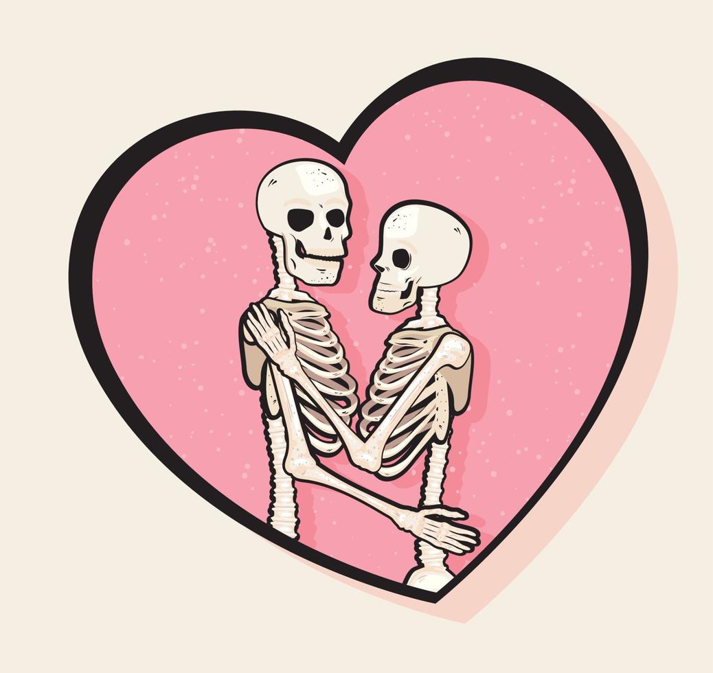 skelett par i hjärta vektor