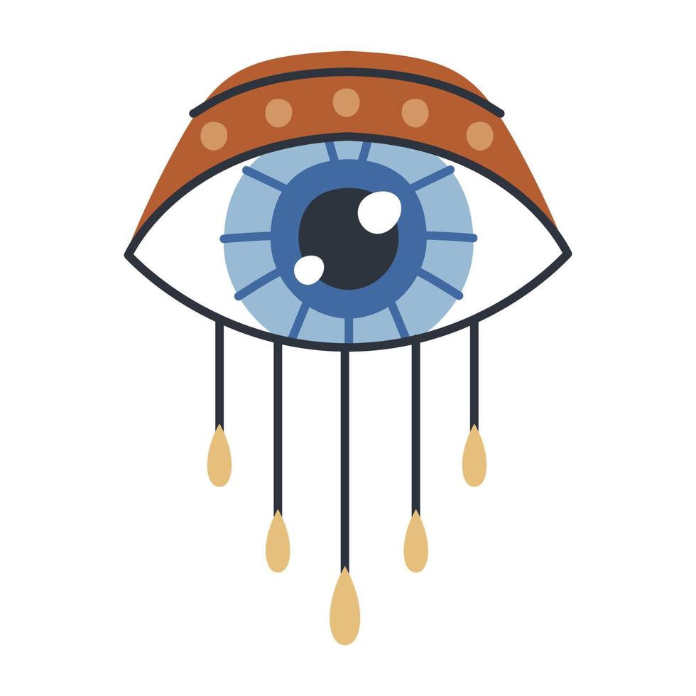 onda doodle eye. handritad trolldomsöga talisman, magisk helig symbol vektor