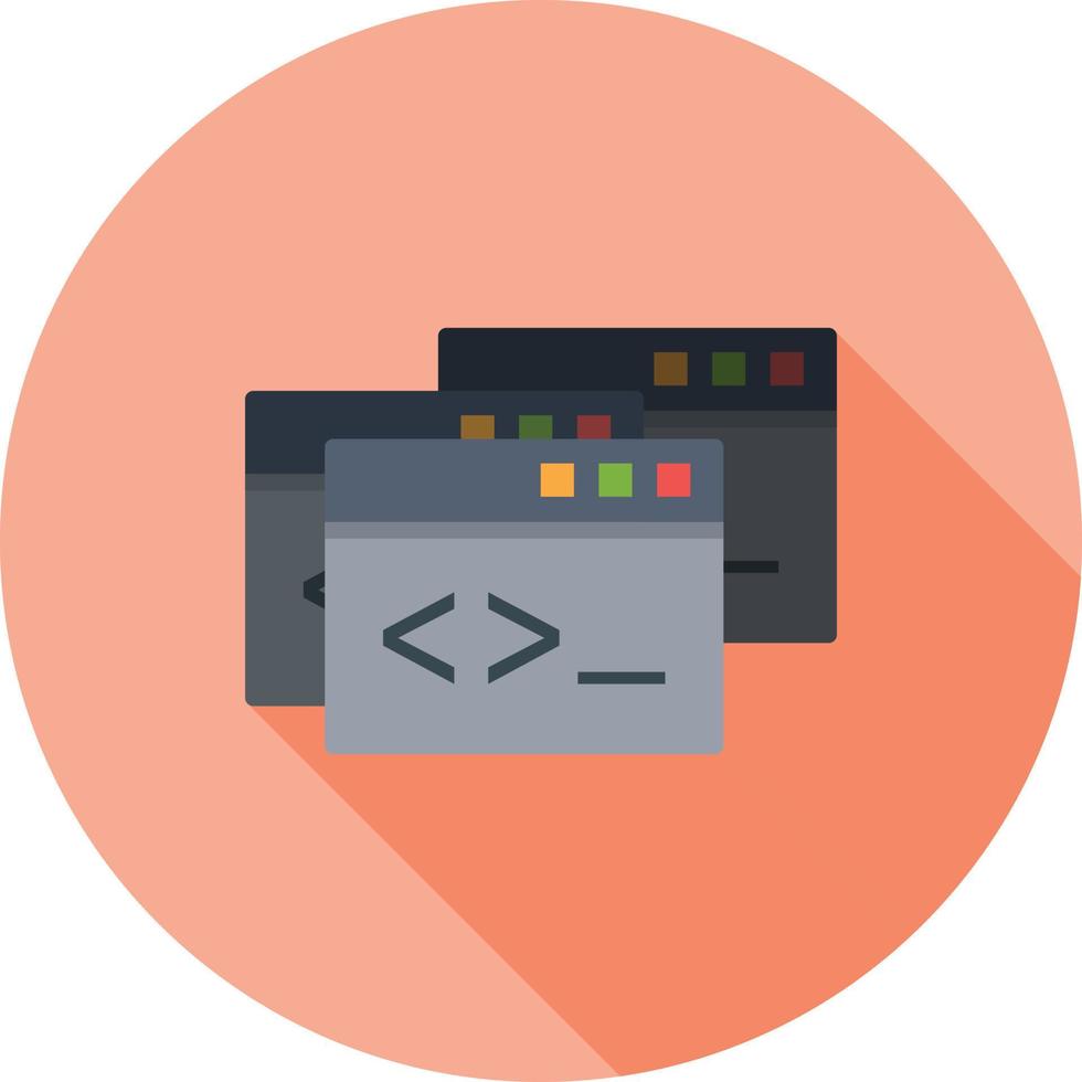 Programmfenster flaches langes Schattensymbol vektor