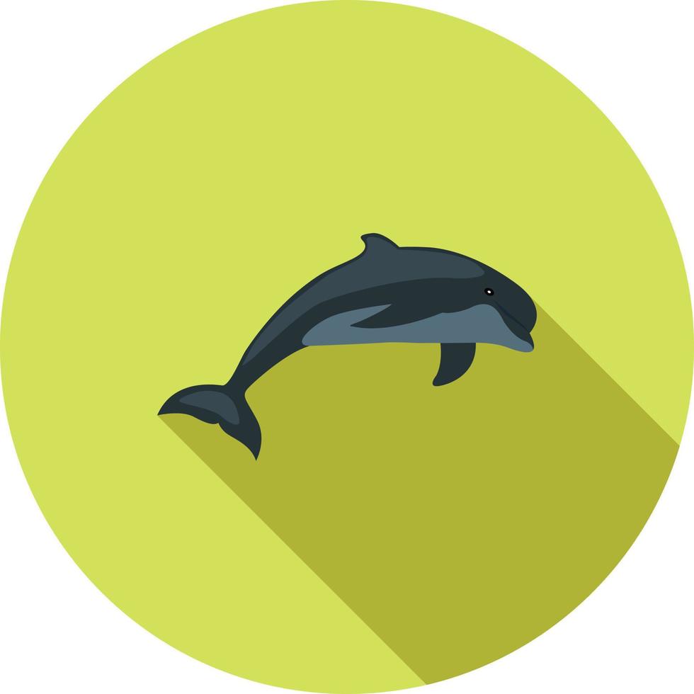 delfin platt lång skugga ikon vektor