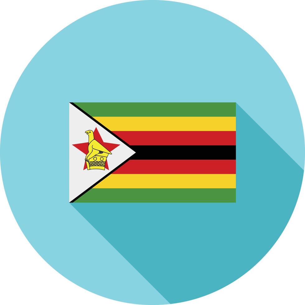 zimbabwe platt lång skugga ikon vektor