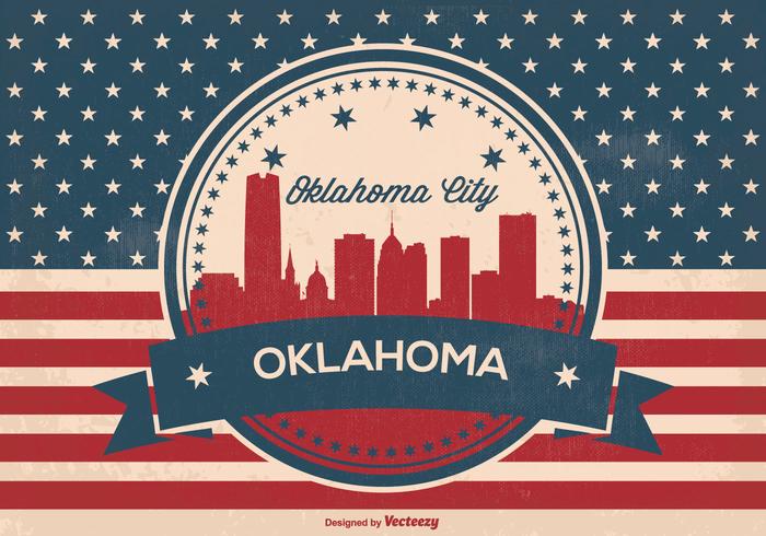 Oklahoma stad retro skyline illustration vektor