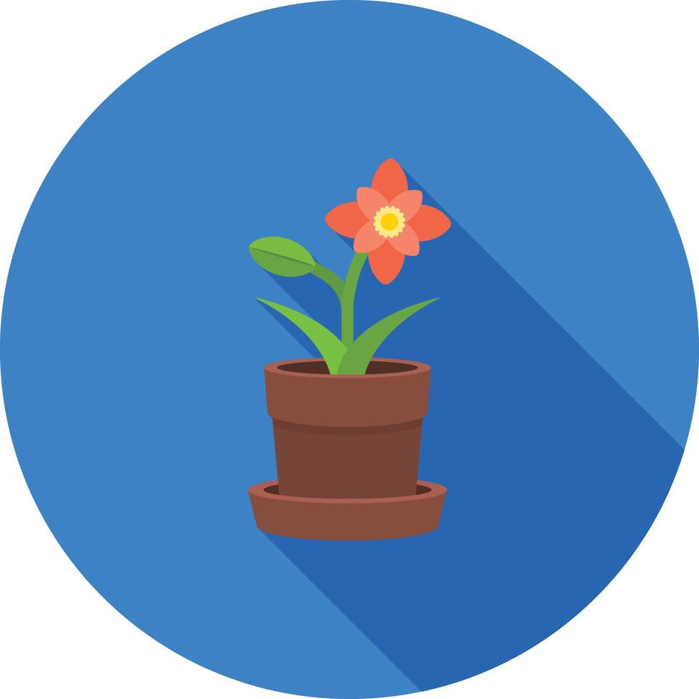 blomma pott platt lång skugga ikon vektor