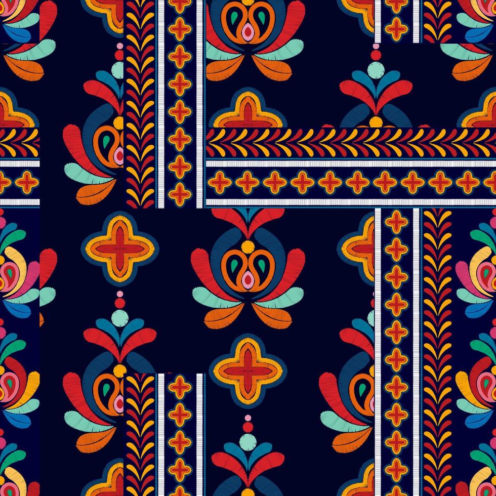 blommig ungerska putsa moraviska folk etnisk sömlös mönster design. aztec tyg matta boho mandalas textil- dekor tapet. stam- inföding motiv blomma traditionell broderi vektor