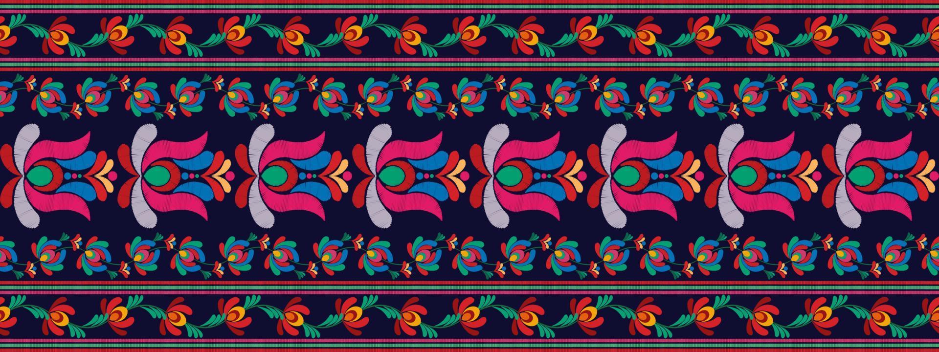 florales ungarisches polnisches mährisches ethnisches nahtloses musterdesign. aztekischer stoffteppich boho mandalas textildekor tapete. Stammes-native Motivblume traditioneller Stickereivektor vektor