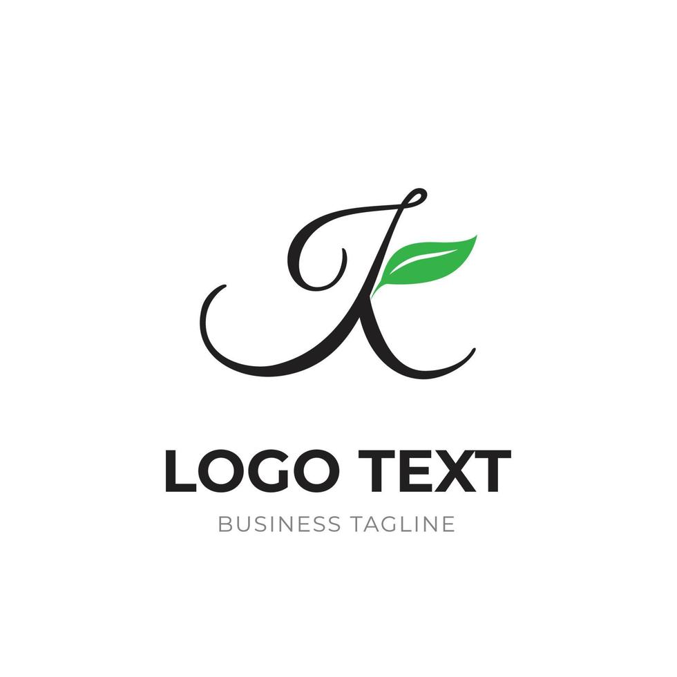 brev k blad logotyp design begrepp vektor