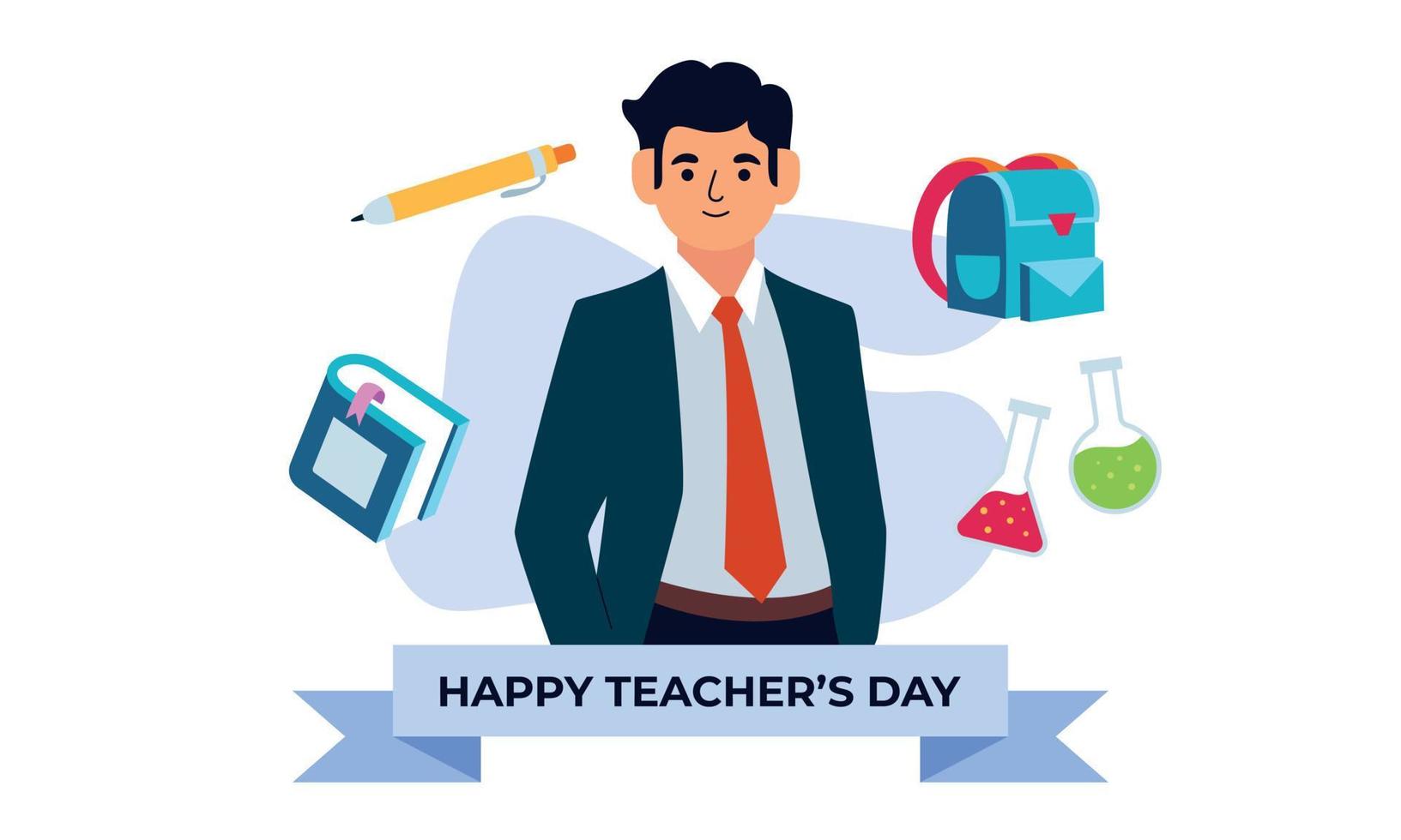 Happy Teacher's Day Poster Hintergrund Konzept Vektor Illustration