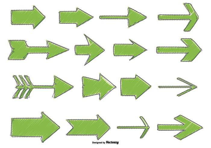 Hand gezeichneter skizzenhafter Pfeil-Satz vektor