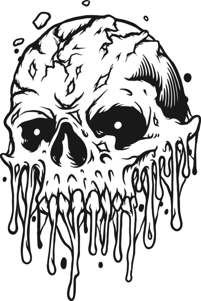 Totenkopf-Monster monochrome Clipart-Vektorillustrationen für Ihr Arbeitslogo, Maskottchen-Waren-T-Shirt, Aufkleber und Etikettendesigns, Poster, Grußkarten, die Unternehmen oder Marken bewerben. vektor