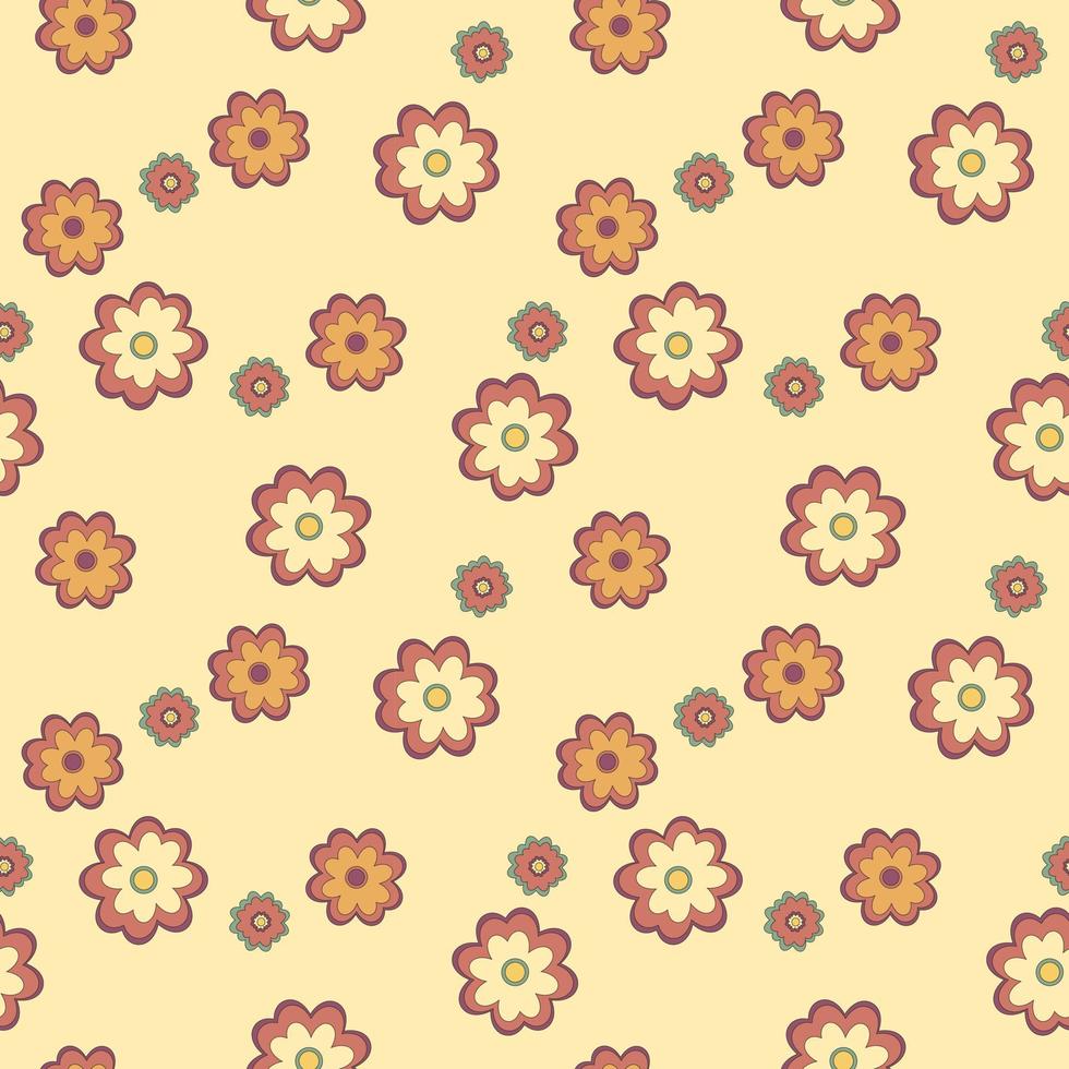 färgrik sömlös blommig mönster i hippie stil i retro färger. för textil, bakgrund, produkt design vektor