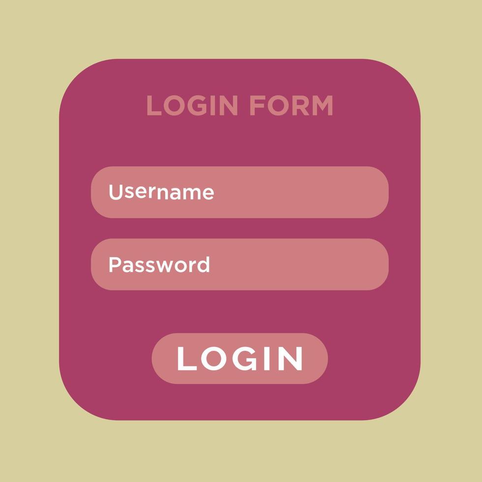 Login Formular. Vektordesignfarbe aus der einzigartigen Kollektion, Illustrationsvorlage vektor