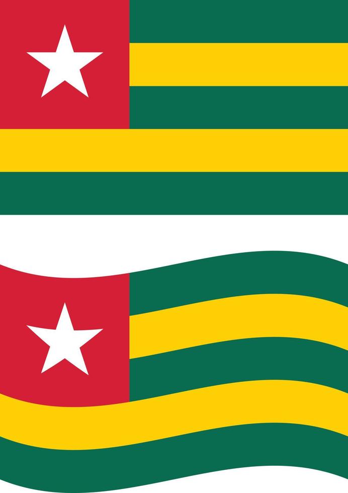 nationalflagge von togo mit papierstrukturhintergrund. Flagge von Togo. Togo-Flagge schwenken. flacher Stil. vektor