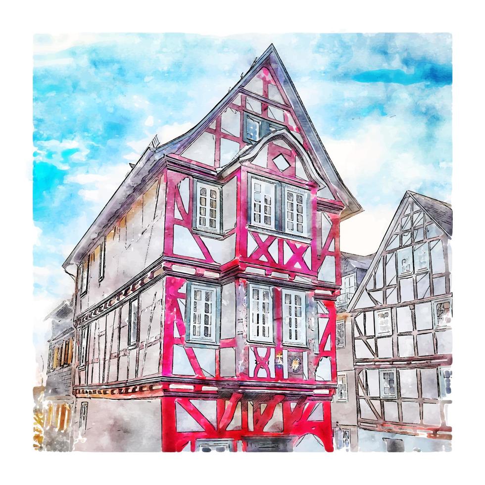 wetzlar deutschland aquarell skizze handgezeichnete illustration vektor