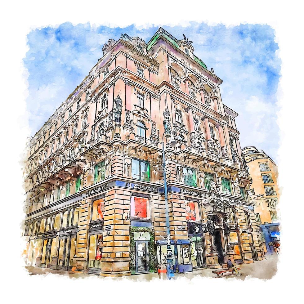 wien österreich aquarell skizze handgezeichnete illustration vektor