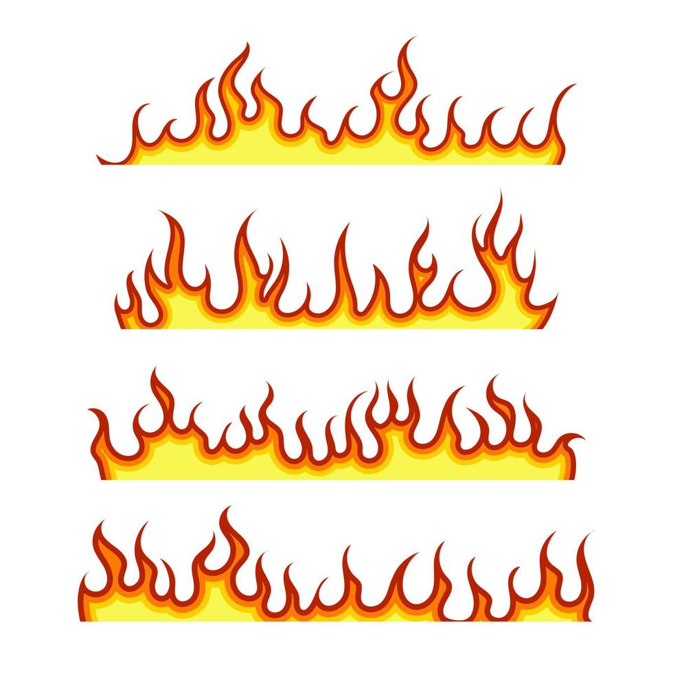 uppsättning av brandvägg flamma isolerat på en vit bakgrund vektor illustration