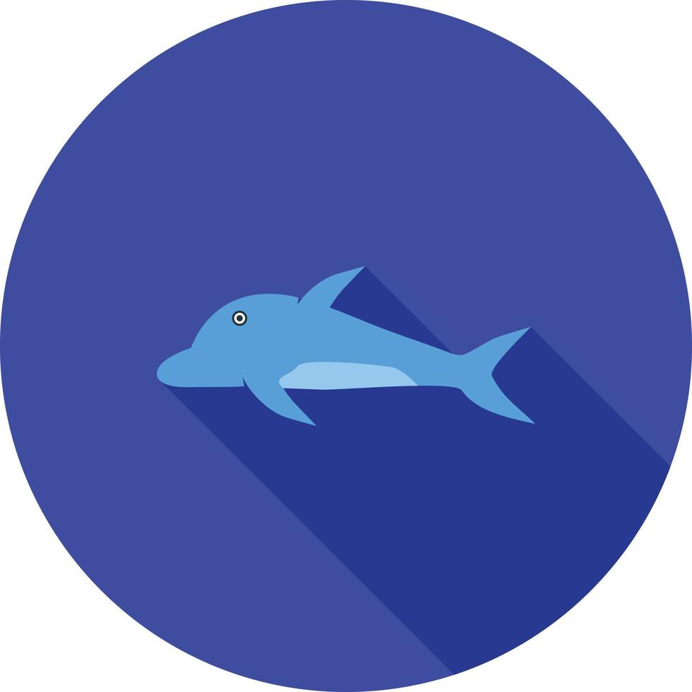 delfin platt lång skugga ikon vektor